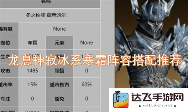 龙息神寂冰霜元素阵容搭配建议与玩法解析，助你在战斗中脱颖而出
